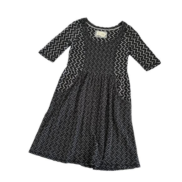 Anthropologie Saturday Sunday Black Print Textured Dress Women’s Size Small - Picture 1 of 7